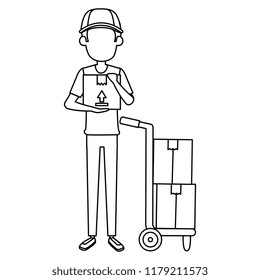 delivery worker with cart