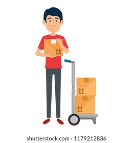delivery worker with cart