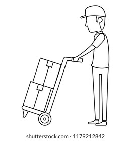 delivery worker with cart