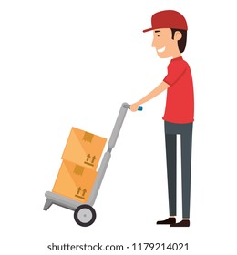 delivery worker with cart