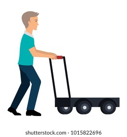 delivery worker with cart avatar character