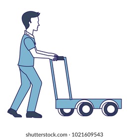delivery worker with cart avatar character