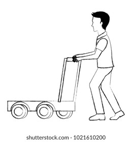 delivery worker with cart avatar character