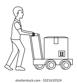 delivery worker with cart avatar character