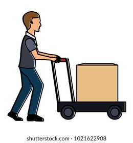 delivery worker with cart avatar character