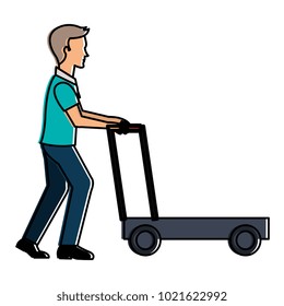 delivery worker with cart avatar character