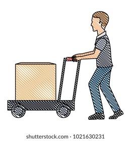 delivery worker with cart avatar character