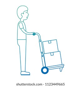 delivery worker with cart avatar character