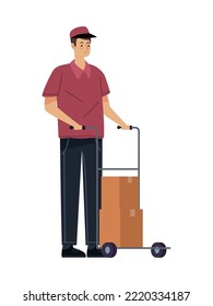delivery worker with cart character