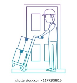 delivery worker with cart and door