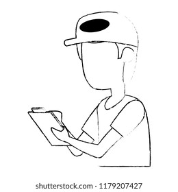 delivery worker with checklist
