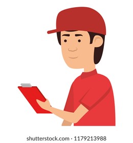 delivery worker with checklist