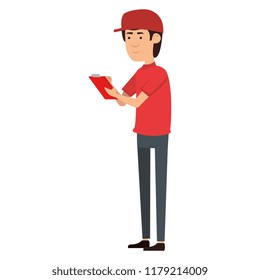 delivery worker with checklist