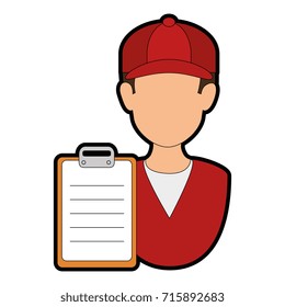 delivery worker with checklist