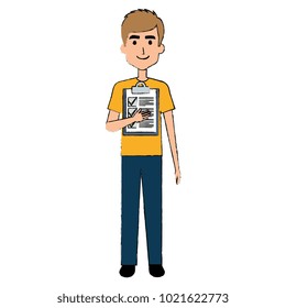 delivery worker with checklist avatar character