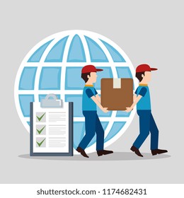 delivery worker with checklist character