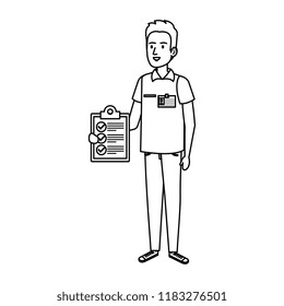 delivery worker with checklist character