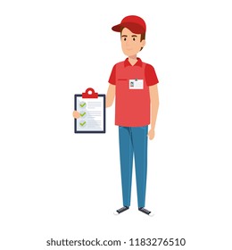 delivery worker with checklist character