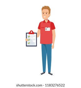 delivery worker with checklist character
