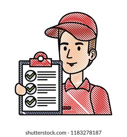 delivery worker with checklist character
