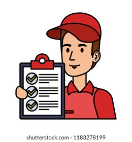 delivery worker with checklist character