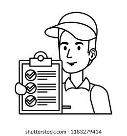 delivery worker with checklist character