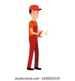 delivery worker with checklist character