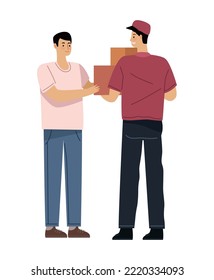delivery worker and client characters