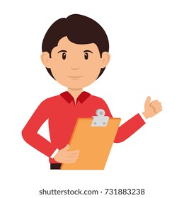 delivery worker with clipboard avatar character