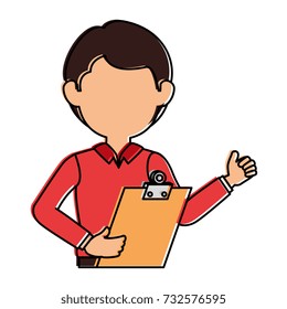 delivery worker with clipboard avatar character