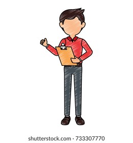 delivery worker with clipboard avatar character