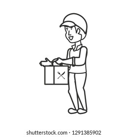 delivery worker with fast food box