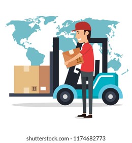 delivery worker with forklift character