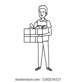 delivery worker with gift character