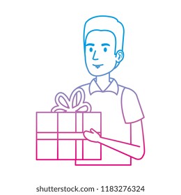 delivery worker with gift character