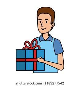 delivery worker with gift character
