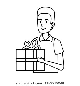 delivery worker with gift character