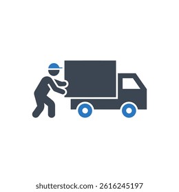 Delivery Worker Icon On White Background