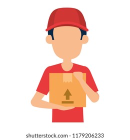 delivery worker lifting box character