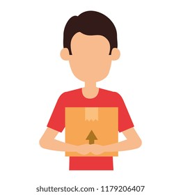 delivery worker lifting box character