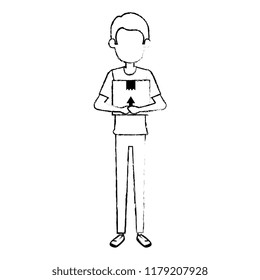 delivery worker lifting box character