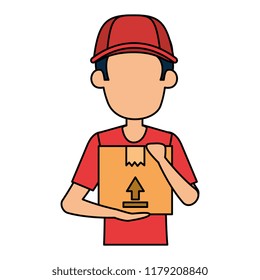 delivery worker lifting box character