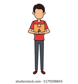 delivery worker lifting box character