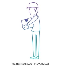 delivery worker lifting box character