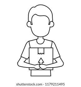 delivery worker lifting box character