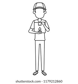 delivery worker lifting box character