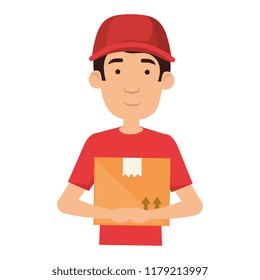 delivery worker lifting box character