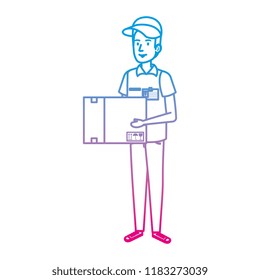delivery worker lifting box character