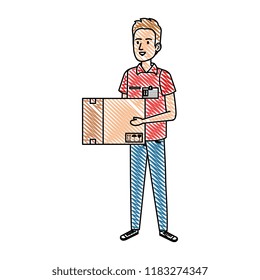 delivery worker lifting box character
