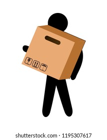 delivery worker lifting box character